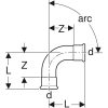 GEBERIT Mapress 2 tokos 90° szénacél ív, 108 mm 